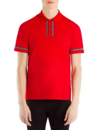 Shop Versace Contrast Logo Polo Tee In Hot Red
