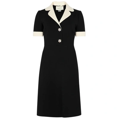 Shop Gucci Black Stretch-jersey Dress In Black And White