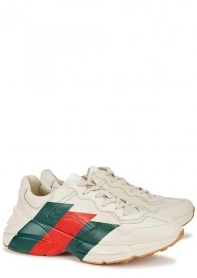 Shop Gucci Rhyton Printed Leather Trainers