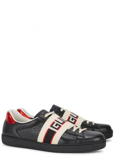 Shop Gucci Black Leather Trainers