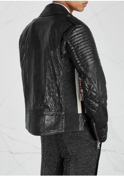 Shop Gucci Black Leather Biker Jacket