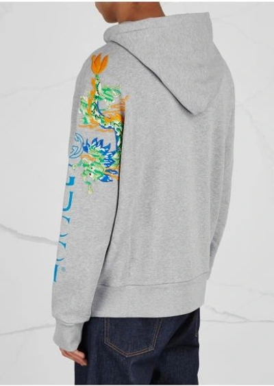 Shop Gucci Grey Embroidered Cotton Sweatshirt