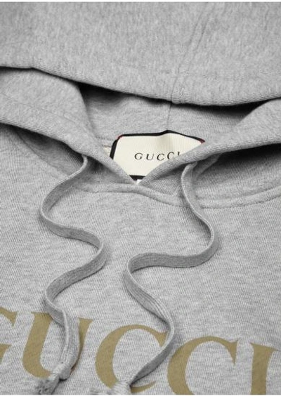 Shop Gucci Grey Embroidered Cotton Sweatshirt