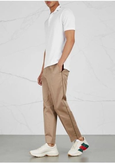 Shop Gucci White Piqué Stretch-cotton Polo Shirt
