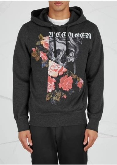 Shop Alexander Mcqueen Grey Printed Cotton Sweatshirt In Charcoal