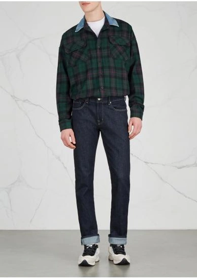 Shop Fear Of God Plaid Cotton Flannel Shirt In Green