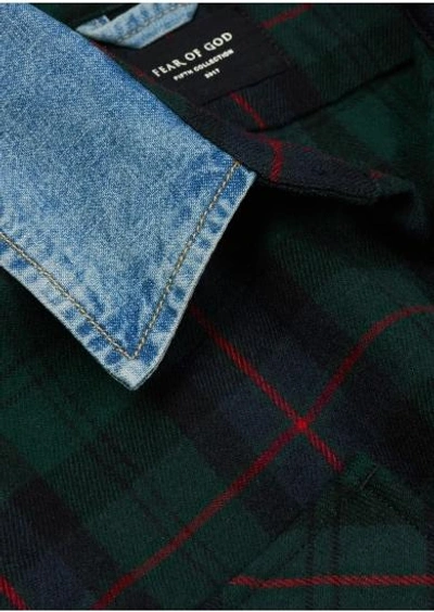 Shop Fear Of God Plaid Cotton Flannel Shirt In Green