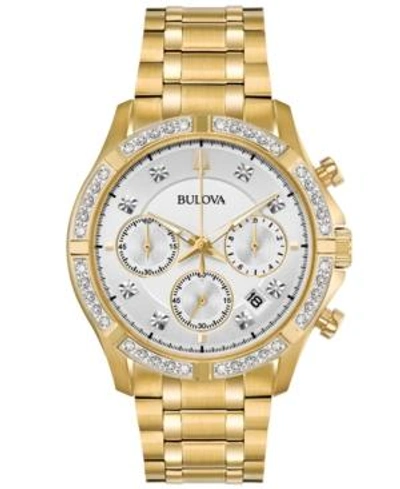 Shop Bulova Men's Chronograph Diamond-accent Gold-tone Stainless Steel Bracelet Watch 42mm, Created For Macy's In No Color