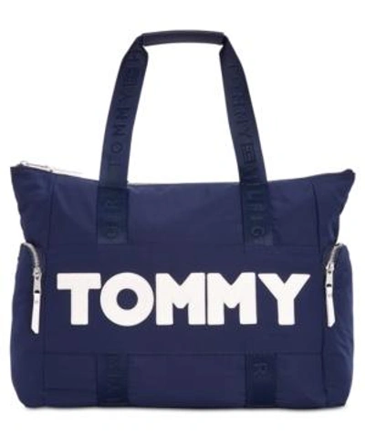 Shop Tommy Hilfiger Tommy Tote In Navy/silver