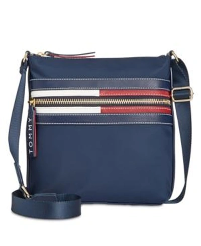 Shop Tommy Hilfiger Portia Crossbody In Tommy Navy/gold