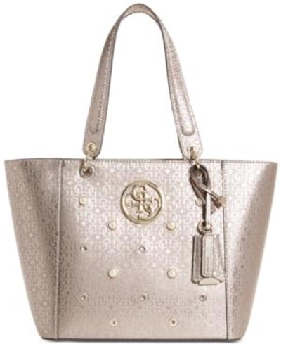 Shop Guess Kamryn Tote In Pewter/gold
