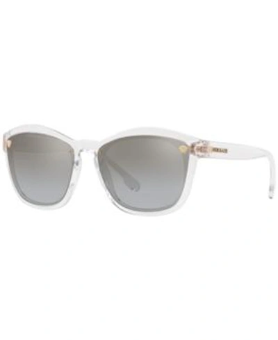 Shop Versace Sunglasses, Ve4350 57 In Crystal / Light Grey Mirror Grad Silver