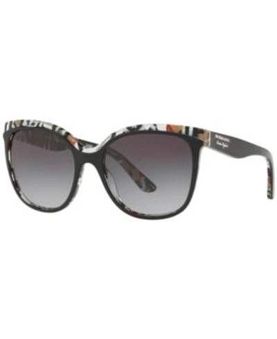 Shop Burberry Sunglasses, Be4270 55 In Top Black On Check / Grey Gradient