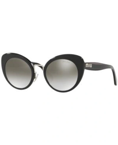 Shop Miu Miu Sunglasses, Mu 06ts 53 In Black Top Opal Grey / Gradient Grey Mirror Silver