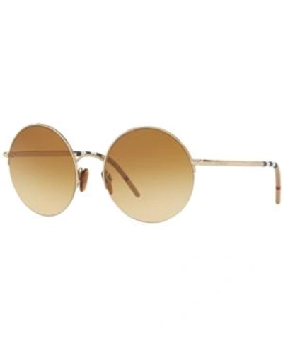 Shop Burberry Sunglasses, Be3101 54 In Light Gold / Light Yellow Gradient Ochre
