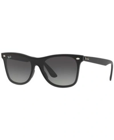 Shop Ray Ban Ray-ban Sunglasses, Rb4440n Blaze Wayfarer In Matte Black / Grey Gradient Dark Grey