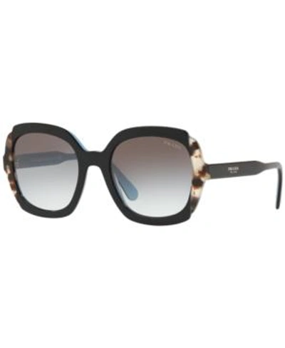 Shop Prada Sunglasses, Pr 16us 54 In Black Azure/spotted Brown / Grey Gradient