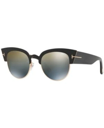Shop Tom Ford Sunglasses, Ft0607 51 In Black / Blue Mirror