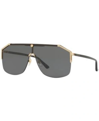 Shop Gucci Sunglasses, Gg0291s 60 In Gold Shiny / Grey