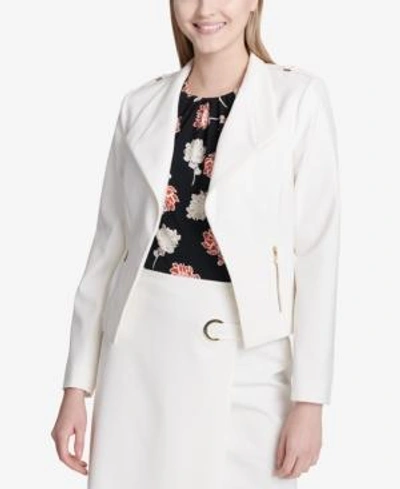 Shop Calvin Klein Wide-lapel Jacket In Cream