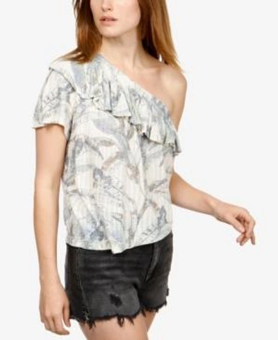 Shop Lucky Brand Floral-print One-shoulder Top In Natural Multi