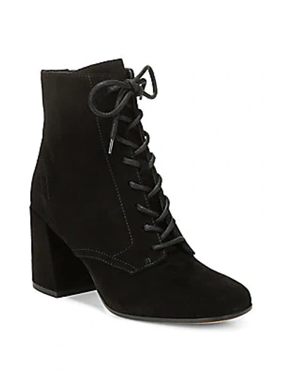 Shop Vince Halle Square Toe Suede Booties In Black