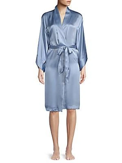 Shop Josie Natori Self-tie Silk Robe In Blue
