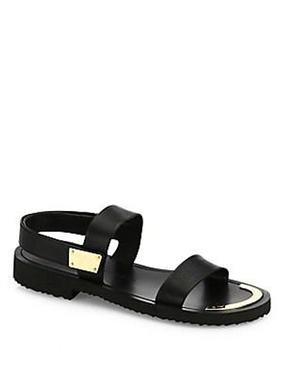 Shop Giuseppe Zanotti Leather Double-strap Slingback Sandals In Black