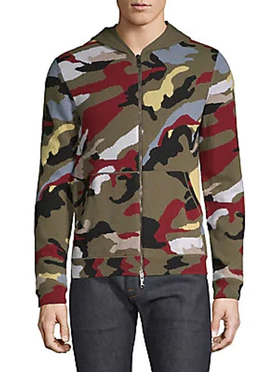 Shop Valentino Camouflage Cashmere Hoodie In Multi