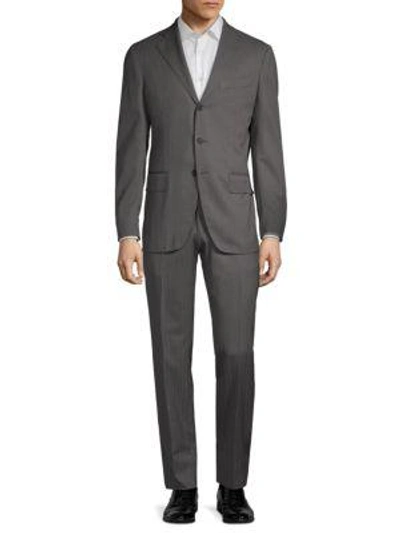 Shop Eidos Pinstriped Wool Suit In Brown Stripe