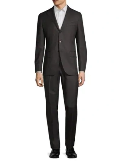 Shop Eidos Pinstriped Wool Suit In Charcoal Stripe