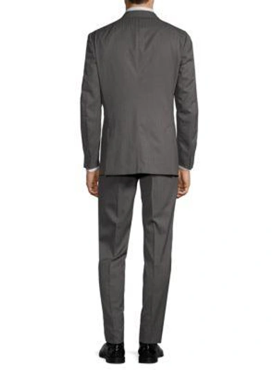 Shop Eidos Pinstriped Wool Suit In Charcoal Stripe