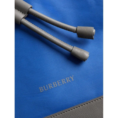 Shop Burberry Tri-tone Nylon And Leather Backpack In Dark Canvas Blue
