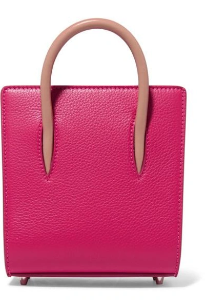 Shop Christian Louboutin Paloma Nano Spiked Textured-leather Tote In Pink