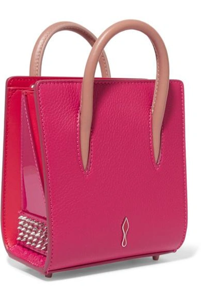 Shop Christian Louboutin Paloma Nano Spiked Textured-leather Tote In Pink