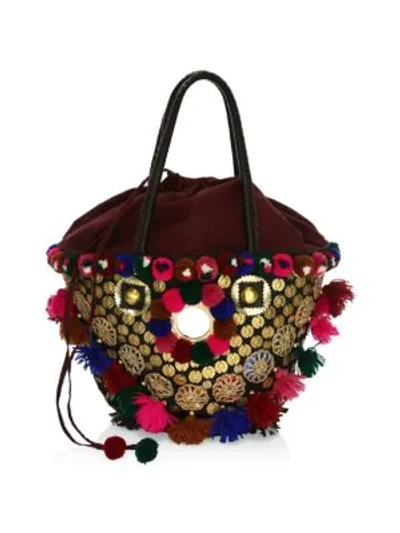 Shop Figue Frida Tuk Tuk Embellished Top Handle Bag In Black Multi