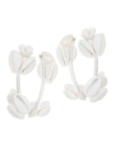 Shop Rebecca De Ravenel Olympia Hoop Earrings In White