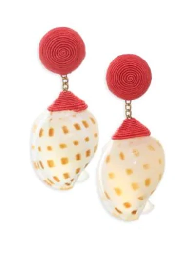 Shop Rebecca De Ravenel Ophelia Shell Earrings In Coral