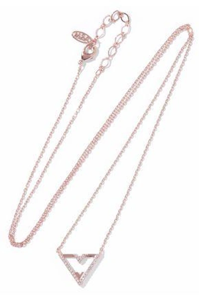 Shop Astrid & Miyu Fitzgerald Triangle 18-karat Rose Gold-plated Crystal Necklace