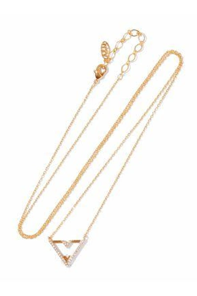 Shop Astrid & Miyu Woman Fitzgerald Triangle Gold-plated Crystal Necklace Gold