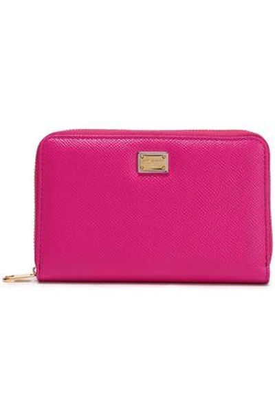 Shop Dolce & Gabbana Woman Textured-leather Wallet Bright Pink