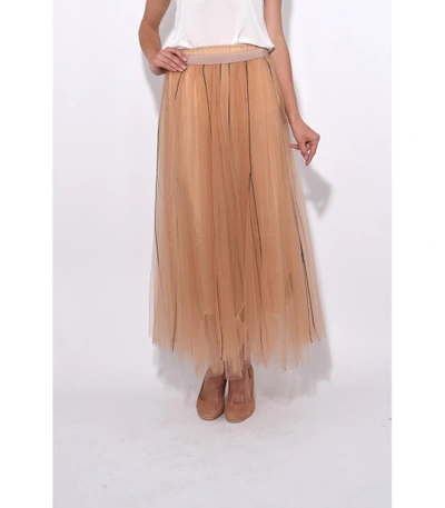 Shop Dorothee Schumacher Brown Muted Hazelnut Sensitive Transparency Layered Skirt