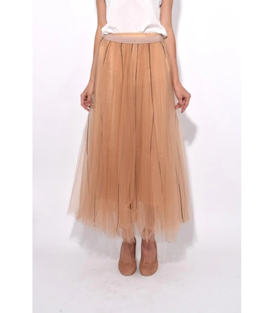 Shop Dorothee Schumacher Brown Muted Hazelnut Sensitive Transparency Layered Skirt