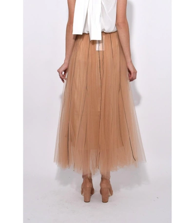 Shop Dorothee Schumacher Brown Muted Hazelnut Sensitive Transparency Layered Skirt