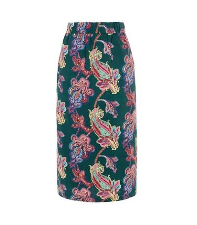 Shop Tibi Multicolor Paisley On Cotton Pull On Skirt In Green Multicolor