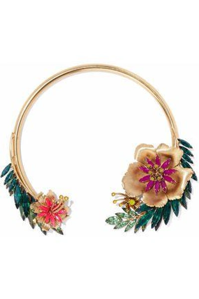 Shop Elizabeth Cole Woman 24-karat Gold-plated, Swarovski Crystal And Stone Choker Gold