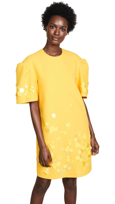 Shop Msgm Cady Dress In Mustard