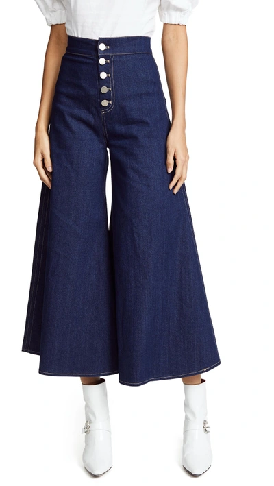 Shop Paper London Kelly Cropped Trousers In Indigo