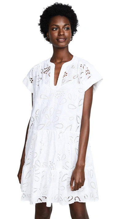 Shop Saloni Ashley B Dress In Broiderie Anglaise White