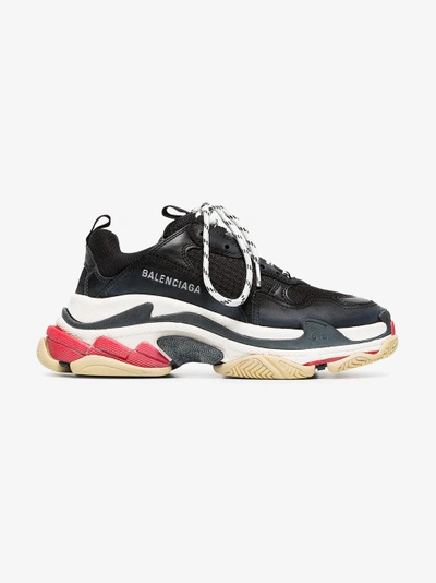 Shop Balenciaga Triple S Lace-up Sneakers In Black